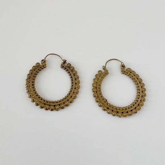 Boho Gold Hoop Earrings - Picture 2 of 3